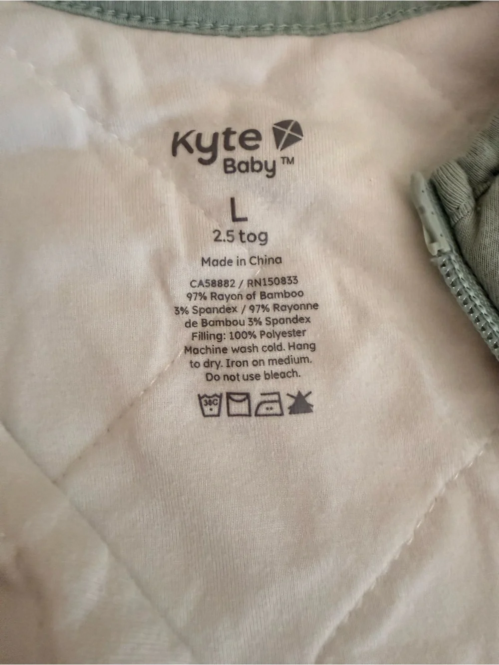 Kyte Baby Sleep Sack – Light Green, Size Large (2.5 TOG)